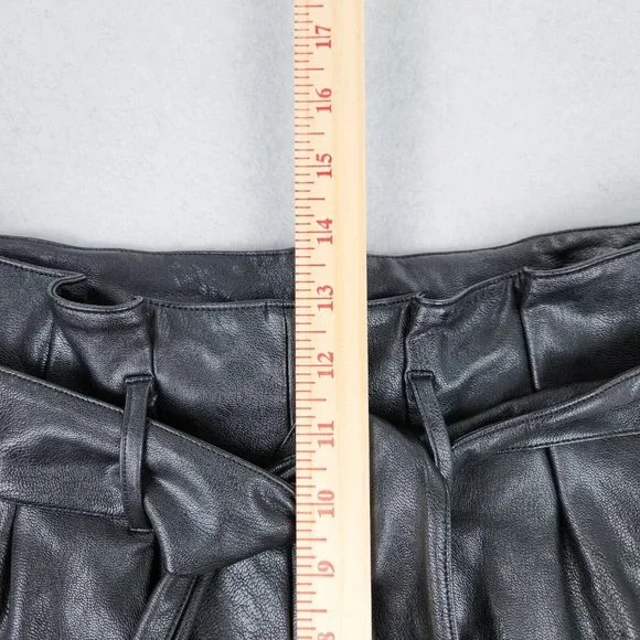 Commando Pants Womens Medium Black Faux Leather Paperbag Waist Belted Vegan - Picture 5 of 12